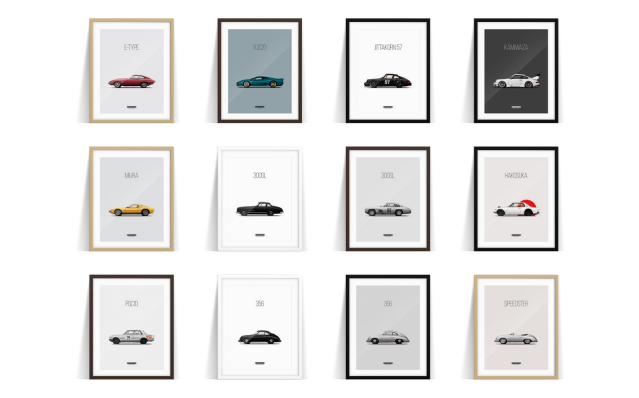 Die legendärsten Sportwagen als Kunst-Prints von Petrolified