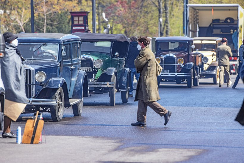 Dreharbeiten zu „Babylon Berlin“ Staffel 4 am Roten Rathaus in Berlin Mitte