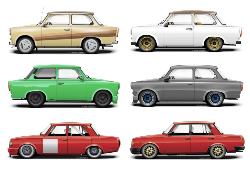 Illustrationen historischer Fahrzeuge von Jens Conrad